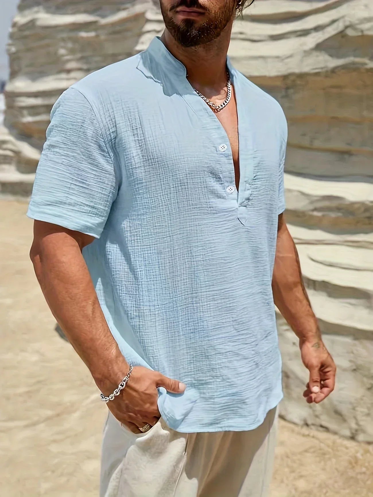Zulo | Elegantes Sommerhemd mit Stehkragen